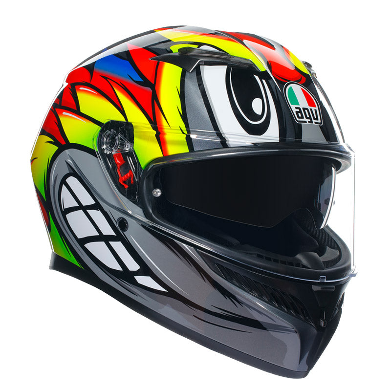 CASCO DA MOTO INTEGRALE AGV K3 BIRDY GRIGIO GIALLO ROSSO FLUO