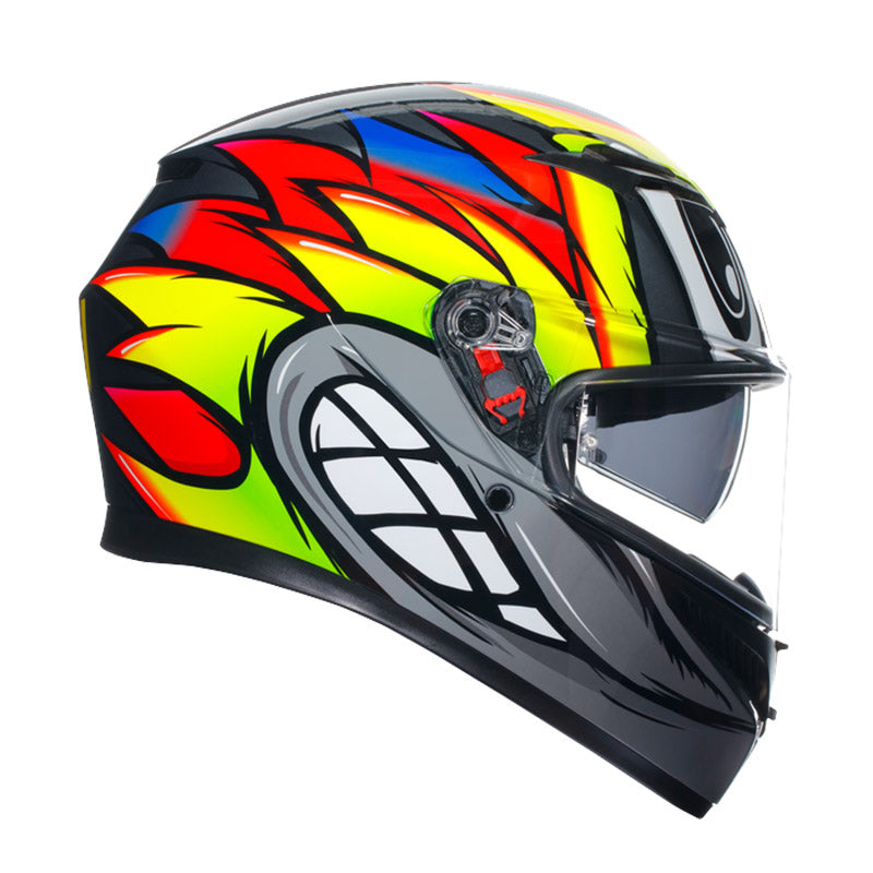 CASCO DA MOTO INTEGRALE AGV K3 BIRDY GRIGIO GIALLO ROSSO FLUO