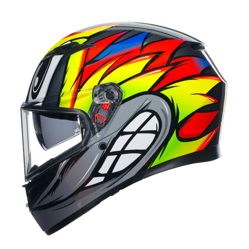 CASCO DA MOTO INTEGRALE AGV K3 BIRDY GRIGIO GIALLO ROSSO FLUO