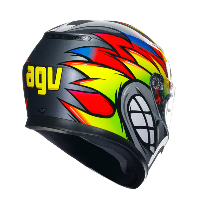 CASCO DA MOTO INTEGRALE AGV K3 BIRDY GRIGIO GIALLO ROSSO FLUO