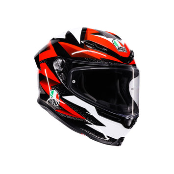 CASCO DA MOTO INTEGRALE AGV K6 S BRAVEN NERO ROSSO BIANCO