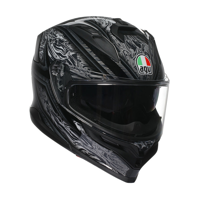 CASCO DA MOTO INTEGRALE AGV K7 DAMASCUS NERO ARGENTO