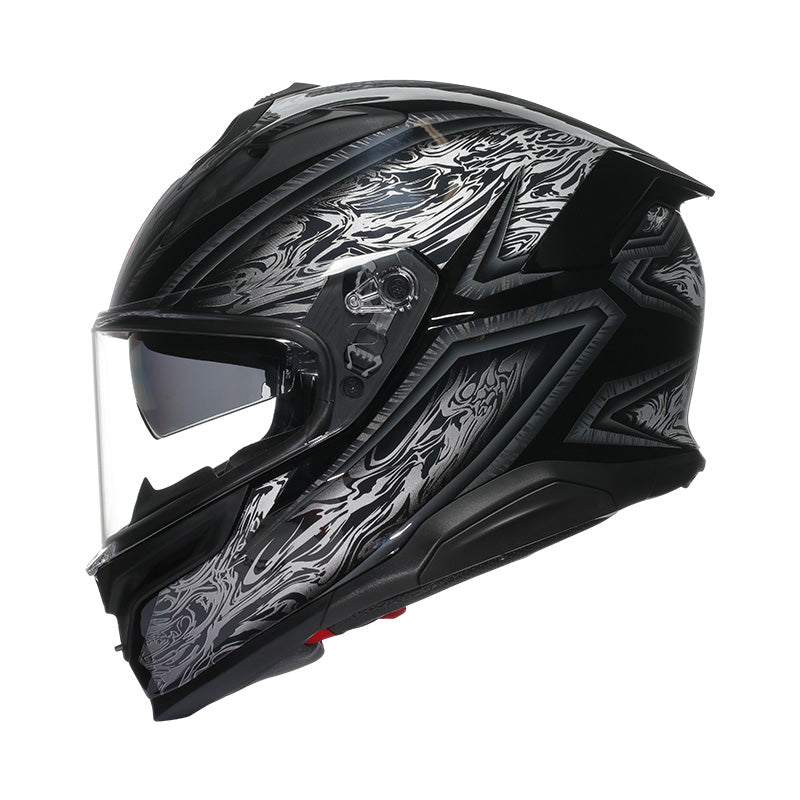 CASCO DA MOTO INTEGRALE AGV K7 DAMASCUS NERO ARGENTO