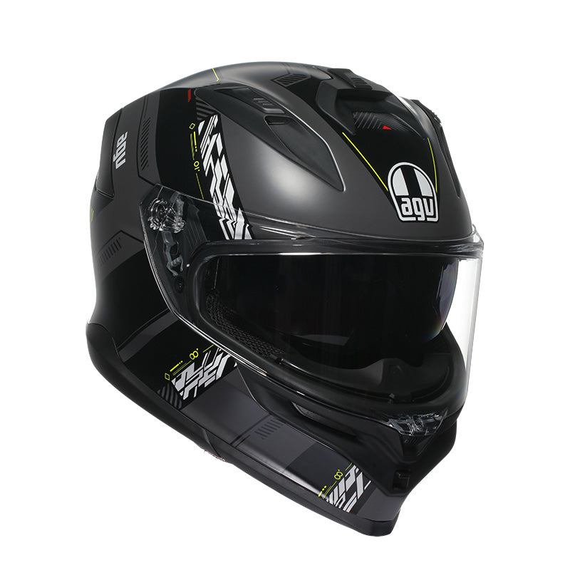 CASCO DA MOTO INTEGRALE AGV K7 KYBER GRIGIO OPACO GIALLO FLUO