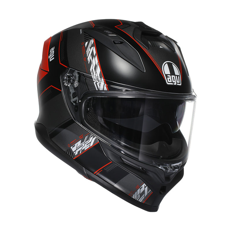 CASCO DA MOTO INTEGRALE AGV K7 KYBER NERO ROSSO OPACO