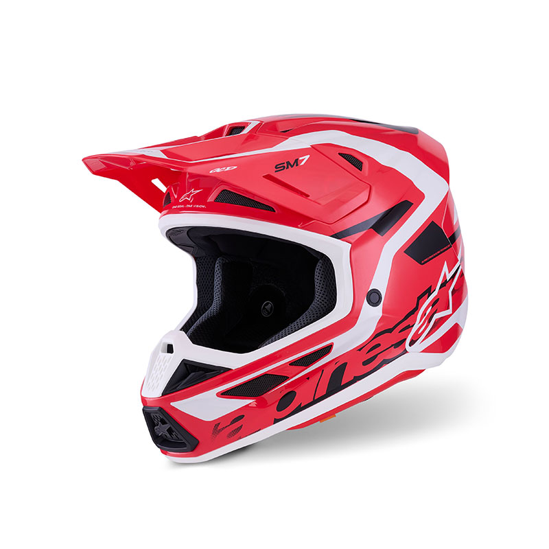 CASCO DA MOTO ALPINESTARS SM7 22-06 DEED ROSSO NERO BIANCO