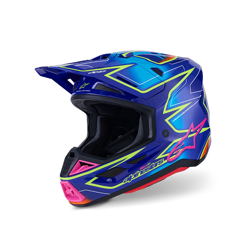 CASCO DA MOTO ALPINESTARS SM7 22-06 CAST BLU ROSA GIALLO