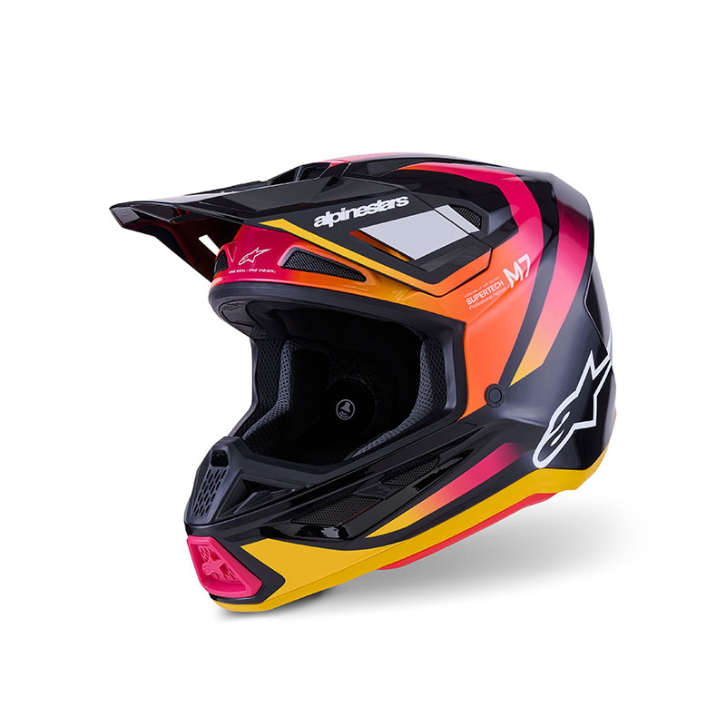 CASCO DA MOTO ALPINESTARS SM7 22-06 RISE NERO GIALLO ROSA