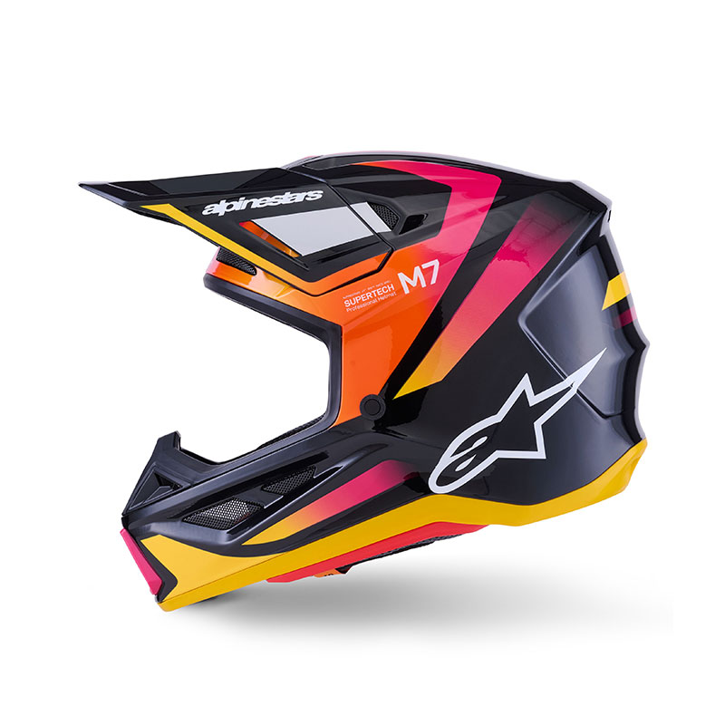 CASCO DA MOTO ALPINESTARS SM7 22-06 RISE NERO GIALLO ROSA