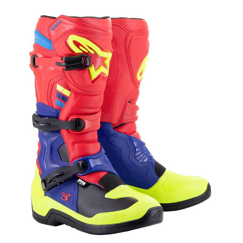 STIVALI OFF-ROAD ALPINESTARS TECH 3 ROSSO BLU GIALLO