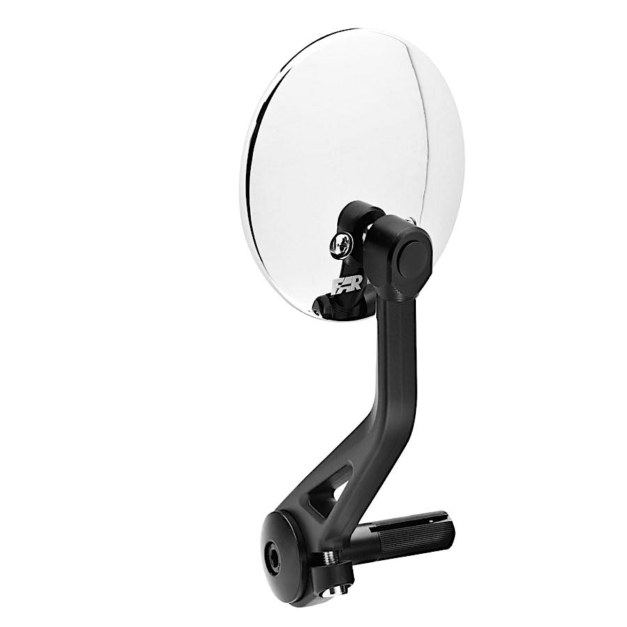 FAR UNIVERSAL BAR END REAR VIEW MIRROR BLACK ORBIT CHROME LEFT/RIGHT MOTORCYCLE