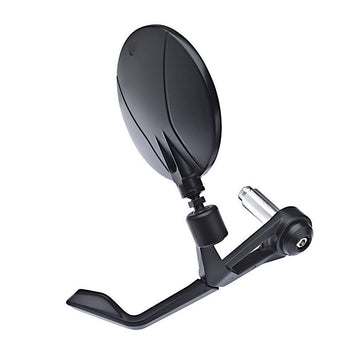 FAR BAR END BLACK STAR LEFT MIRROR WITH INTEGRATED LEVER PROTECTION MOTORCYCLE