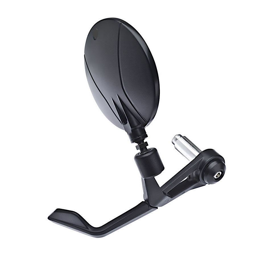 FAR BAR END BLACK STAR LEFT MIRROR WITH INTEGRATED LEVER PROTECTION MOTORCYCLE