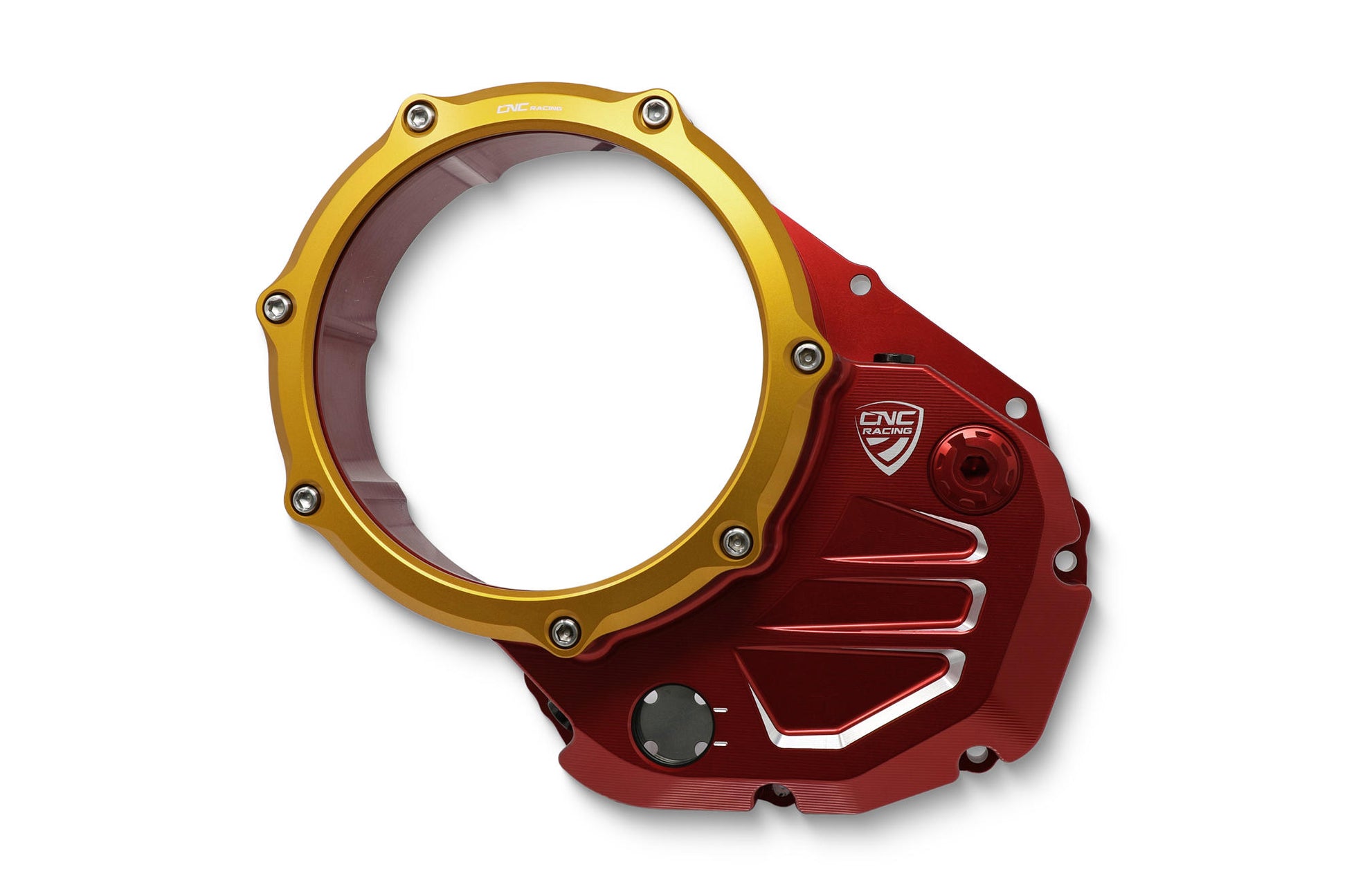 CARTER TRASPARENTE BICOLOR PER FRIZIONE AD OLIO ROSSO/ORO CNC RACING DUCATI MULTISTRADA 950 / S