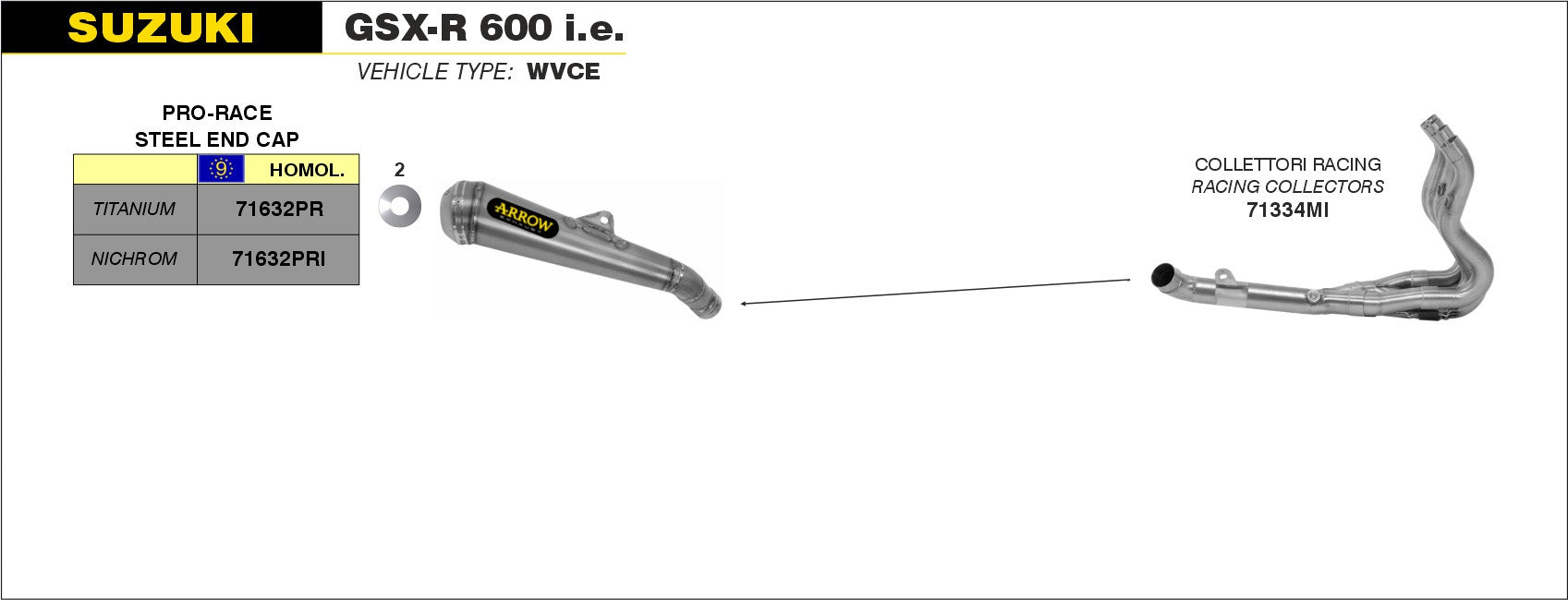 SCARICO COMPLETO PRO-RACE TITANIO ROAD OMOLOGATO ARROW SUZUKI GSXR 600 06-2007