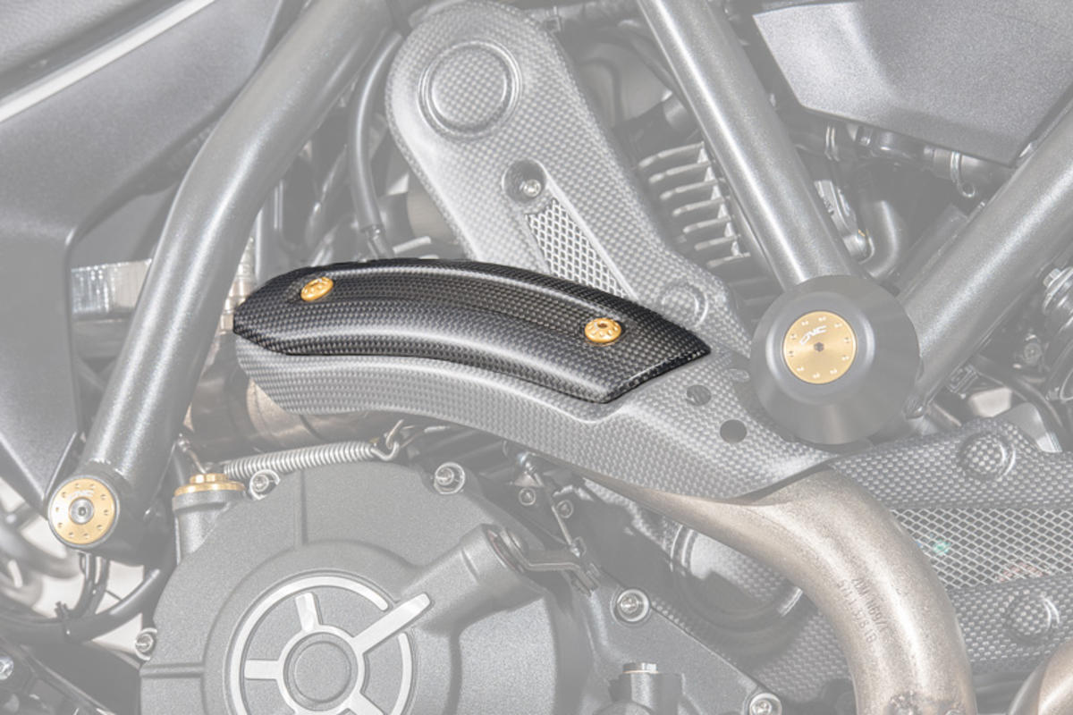 EXHAUST PIPE HEAT GUARD HOLD MATT CARBON CNC RACING DUCATI SCRAMBLER 800 ICON