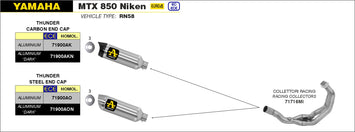 SCARICO COMPLETO ARROW OMOLOG. THUNDER ALLUMINIO-CARB YAMAHA MTX 850 NIKEN 18-20