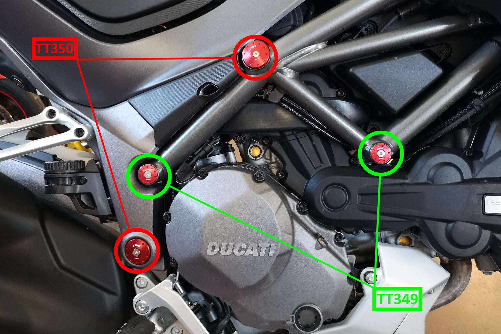 FRAME CAPS KIT SMALLER HOLES CNC RACING DUCATI MULTISTRADA 1260 S PIKES PEAK