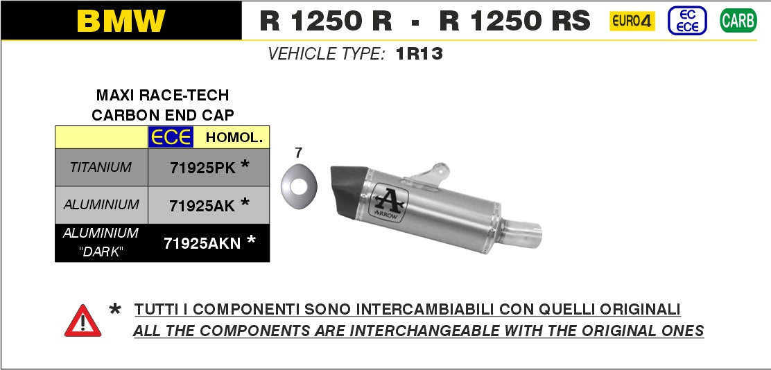 SILENCER MAXI RACE-TECH TITANIUM-CARBON ARROW BMW R 1250 R 2019-20