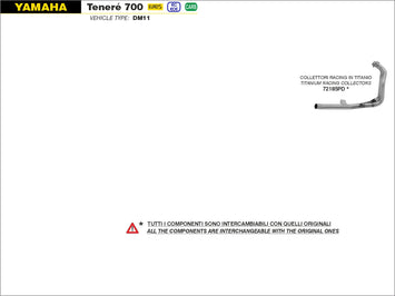 COLLETTORI ARROW RACING ACCIAIO INOX YAMAHA TENERÉ 700 2021-22