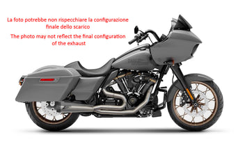 Full ZARD stainless steel exhaust system for Harley Davidson Touring M8 2016-2023, showing the sleek pipes and muffler design.