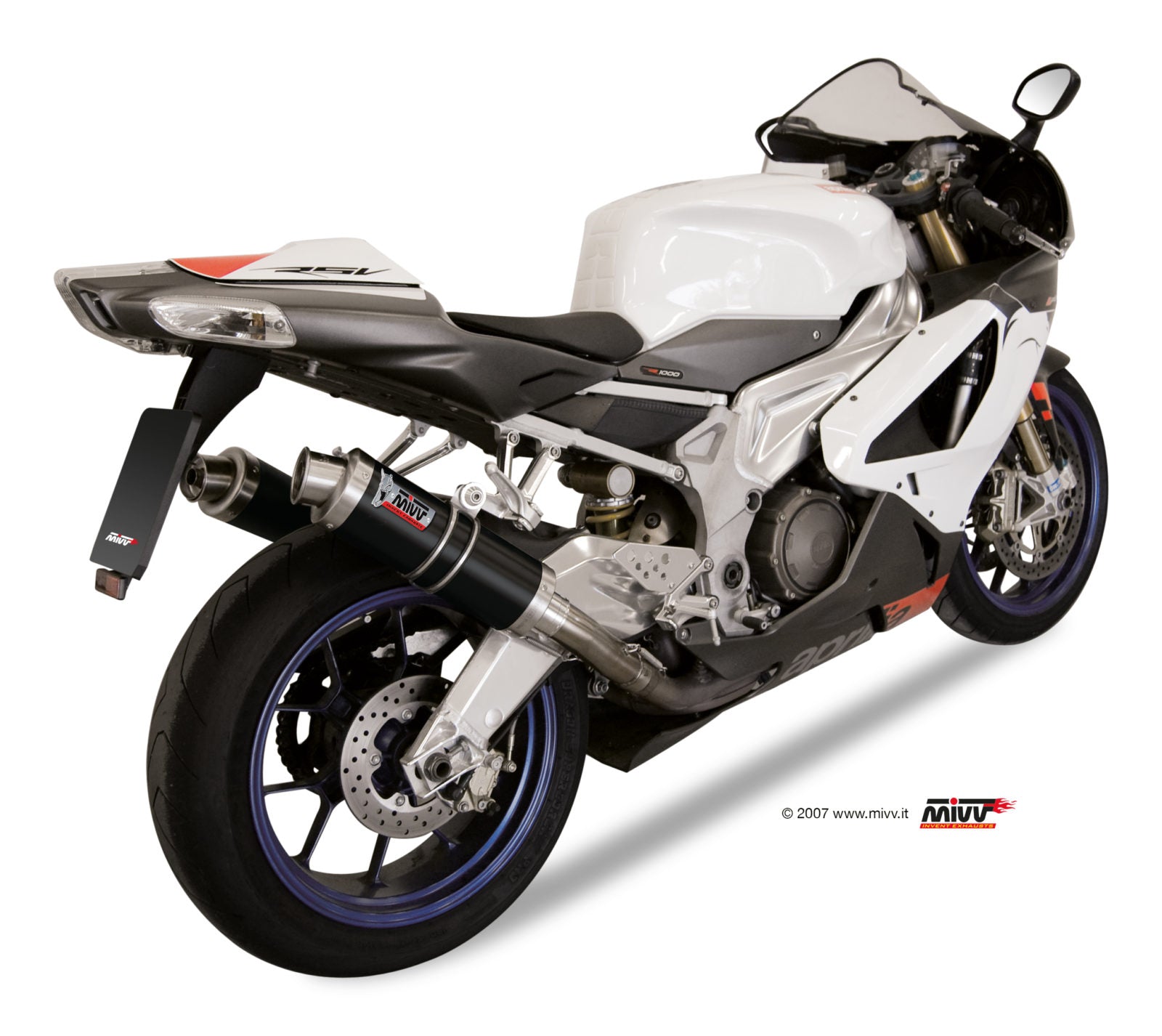 A.004.LXB DOPPIO TERMINALE SCARICO INOX NERO MIVV GP APRILIA RSV 1000 2004 - 08
