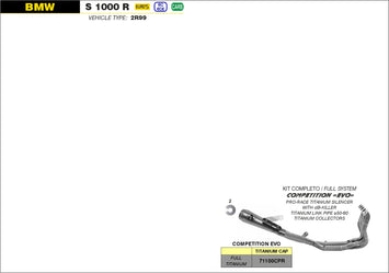 SCARICO COMPLETO ARROW COMPETITION PISTA COLLETTORI INOX BMW S 1000 R 2021-22