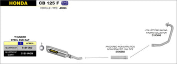 SCARICO COMPLETO ARROW OMOLOGATO THUNDER ALLUMINIO HONDA CB 125 F 2015-16