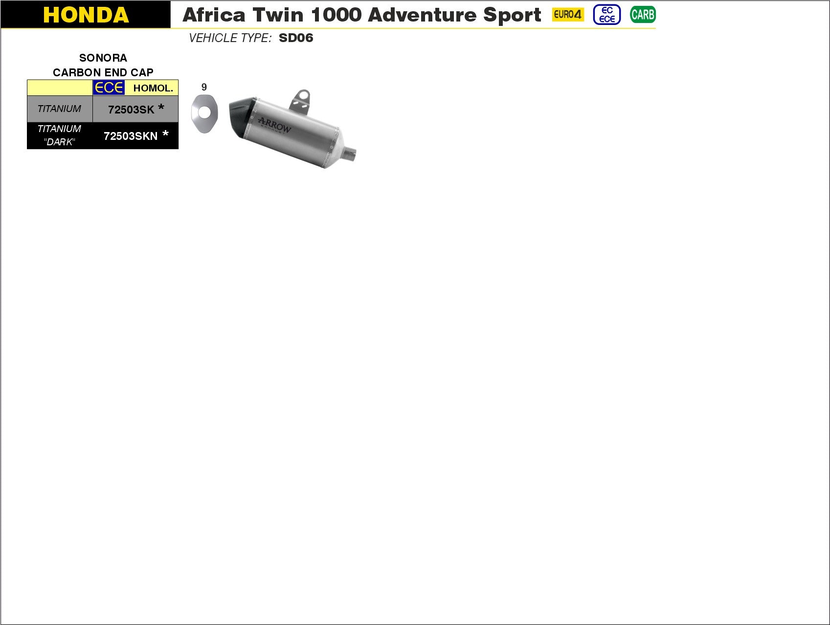 SILENCER SONORA TITANIUM-CARB ARROW HONDA AFRICA TWIN 1000 ADV SPORTS 18-19