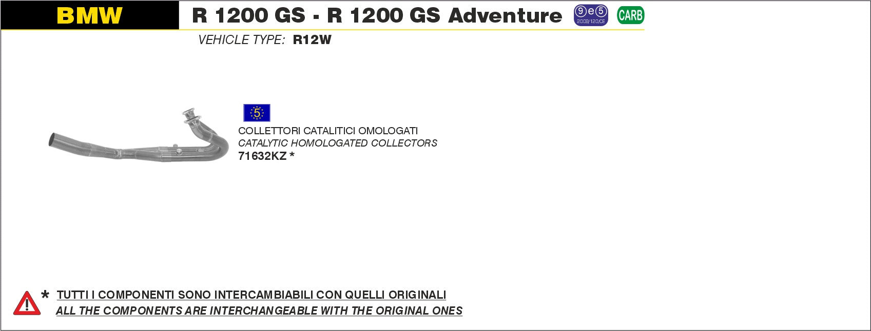 HEADERS APPROVED EC+ECE ARROW BMW R 1200 GS ADV 2013-18