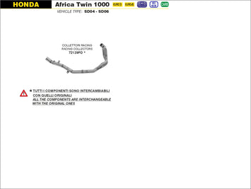 COLLETTORI ARROW RACING HONDA CRF 1000L AFRICA TWIN 2016-19