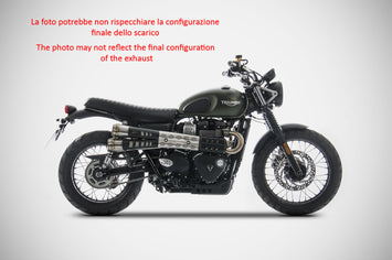 ZARD conical stainless steel exhaust silencer for Triumph Street Scrambler 2017-2023, Euro 4 homologated motorcycle exhaust system.