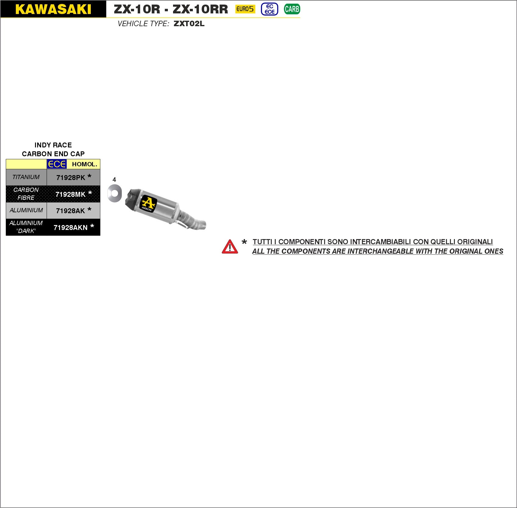 SCARICO MARMITTA INDY-RACE TITANIO-CARBONIO ARROW KAWASAKI ZX-10 RR 2021>