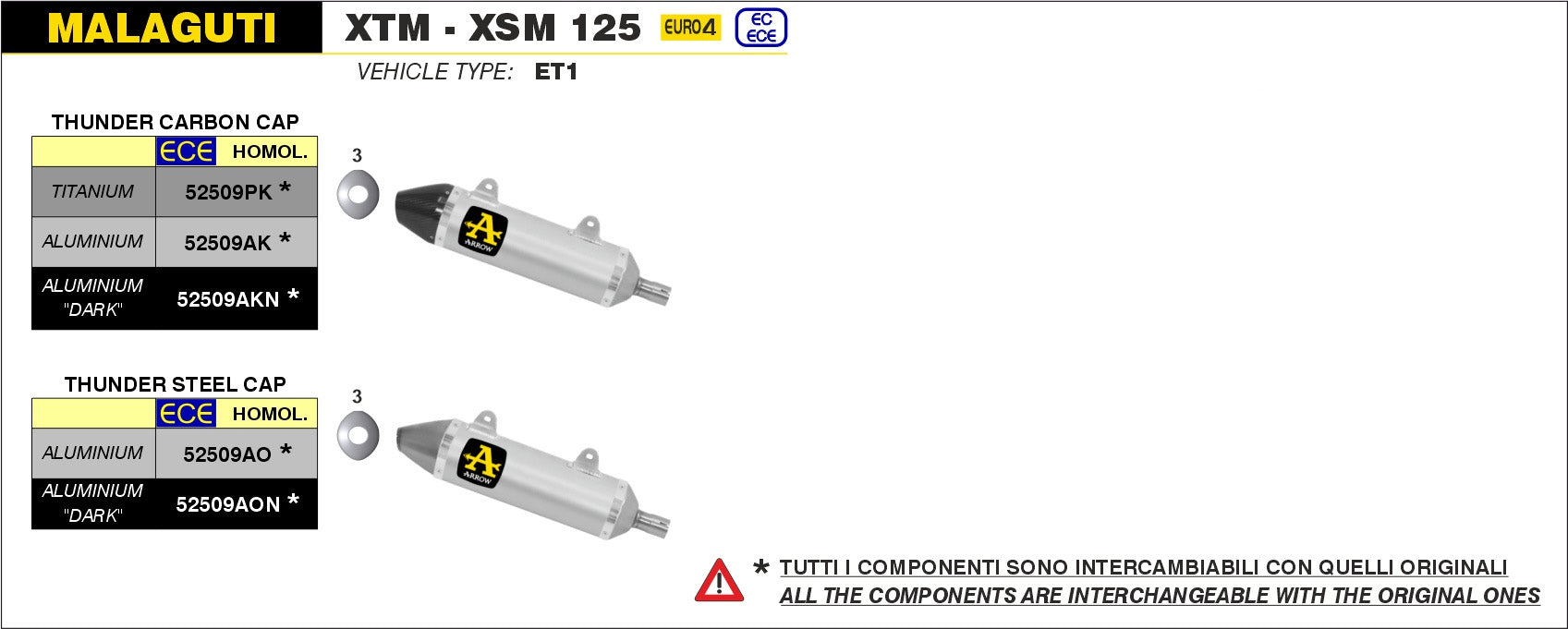 SILENCER THUNDER TITANIUM-CARB ARROW UM MOTO DSR EX 125 2018-20