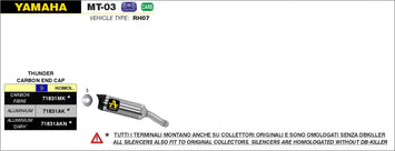 TERMINALE ARROW STREET THUNDER CARBONIO-CARBONIO YAMAHA YZF R3 2015-18