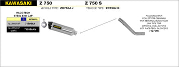 SCARICO COMPLETO ARROW RACE-TECH ALLUMINIO-CARBONIO KAWASAKI Z 750 2004-2006