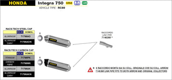 SCARICO COMPLETO ARROW RACE-TECH TITANIO-CARBONIO HONDA INTEGRA 750 DCT 2014-20