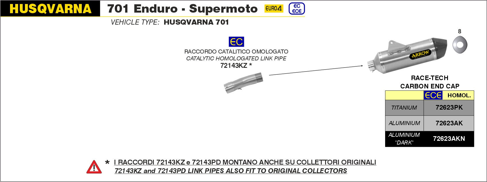 SCARICO OMOLOGATO EC+ECE TITANIO-CARBONIO ARROW HUSQVARNA 701 ENDURO 17-20