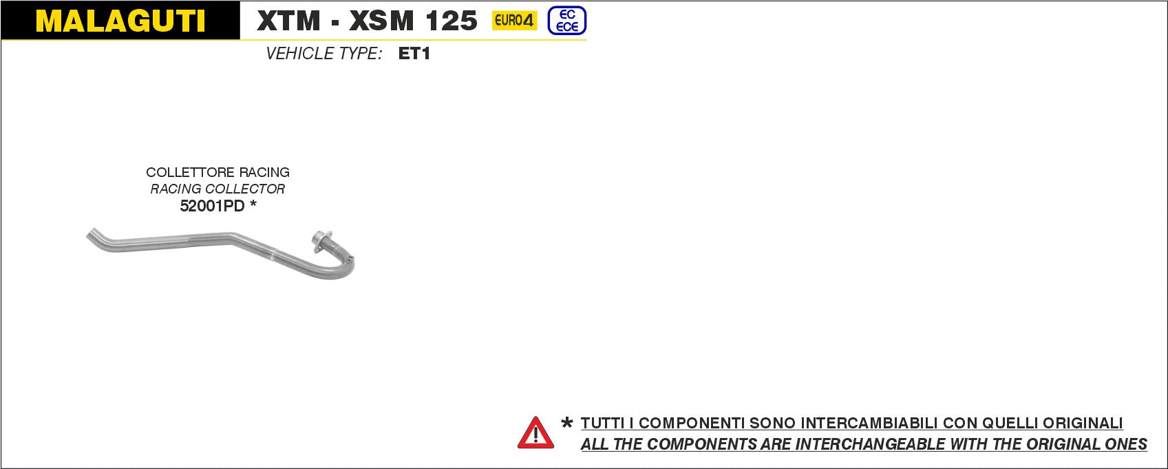 COLLETTORE RACING ARROW MALAGUTI XSM 125 4T 2019-20