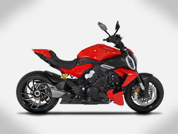 ZARD Terminate di scarico Mako Zard in inox, homologated Euro 5, for Ducati Diavel V4 2023, showing the polished exhaust end.