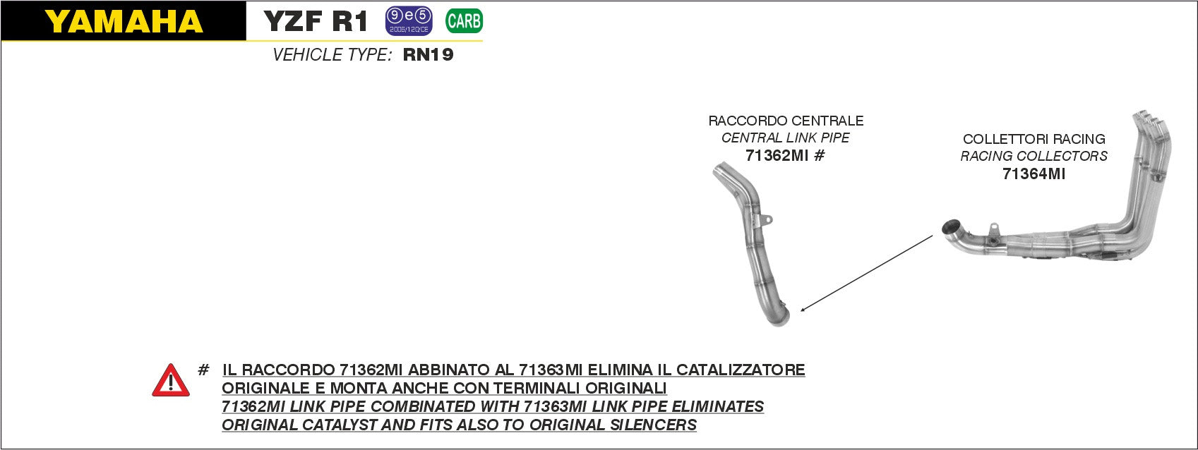 COLLETTORE + RACCORDO RACING ARROW YAMAHA YZF R1 07-2008