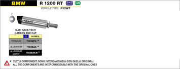 TERMINALE ARROW MAXI RACE-TECH TITANIO-CARBONIO BMW R 1200 RT 2014-16