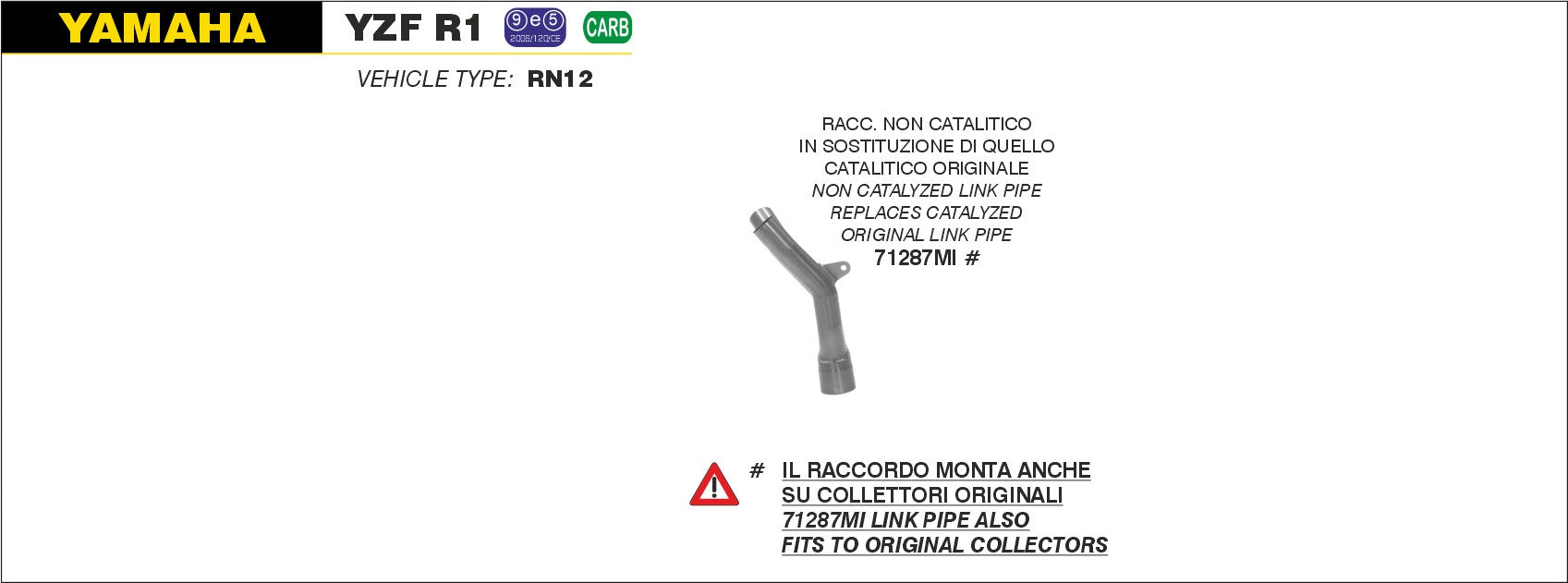 CENTRAL FITTING ARROW YAMAHA YZF 1000 R1 2004-2006
