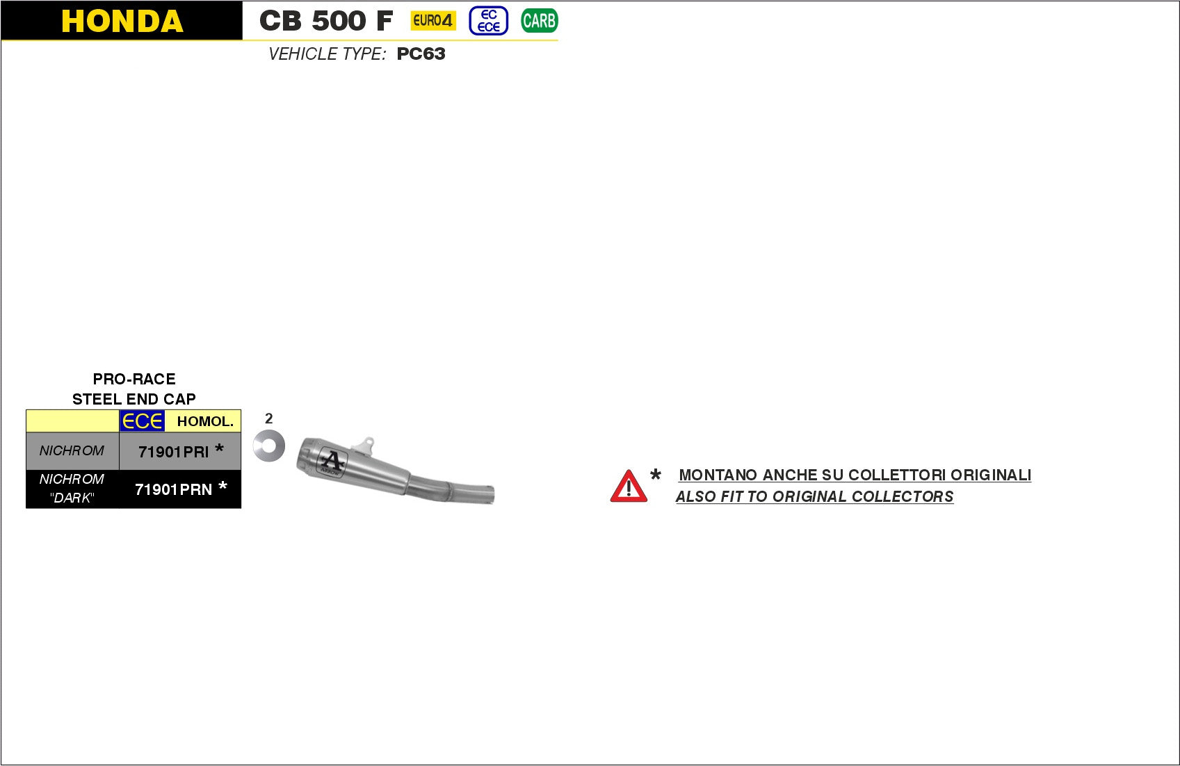 SILENCER PRO-RACE NICHROM ARROW HONDA CB 500 F 2019-20