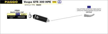 SCARICO COMPLETO ARROW URBAN ALLUMINIO NERO PIAGGIO VESPA GTS 300 HPE 19-20