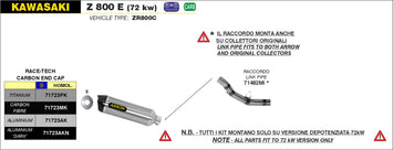 SCARICO COMPLETO ARROW RACE-TECH TITANIO-CARBONIO KAWASAKI Z 800 E 2013-16
