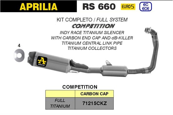 COMPLETE KIT COMPETITION FULL TITANIUM ARROW APRILIA RS 660 2020-2021