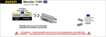 SCARICO COMPLETO ARROW SILENZIATORI E5+E9 THUNDER ALL DUCATI MONSTER 1100 09-10
