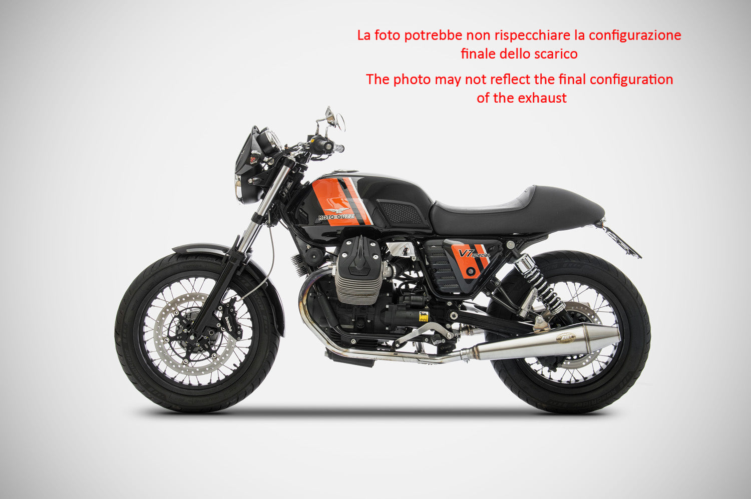 DOUBLE EXHAUST ZARD STEEL APPROVED E3 MOTO GUZZI V7 STONE 2008 - 15