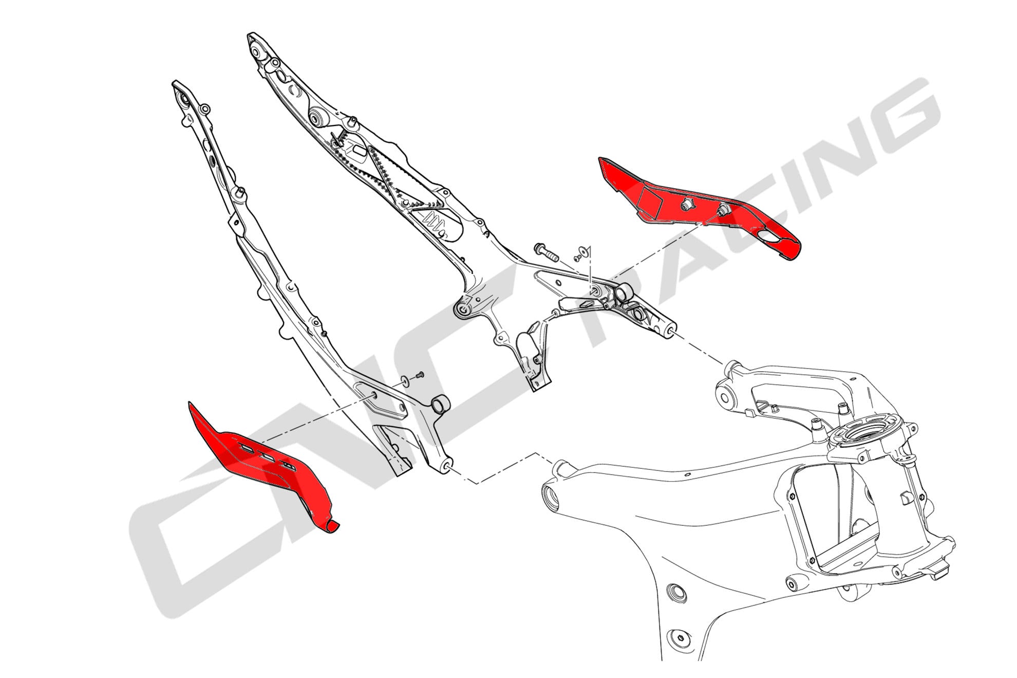 REAR SUBFRAME COVERS CARBON MATT CNC RACING DUCATI PANIGALE V4 / S / R